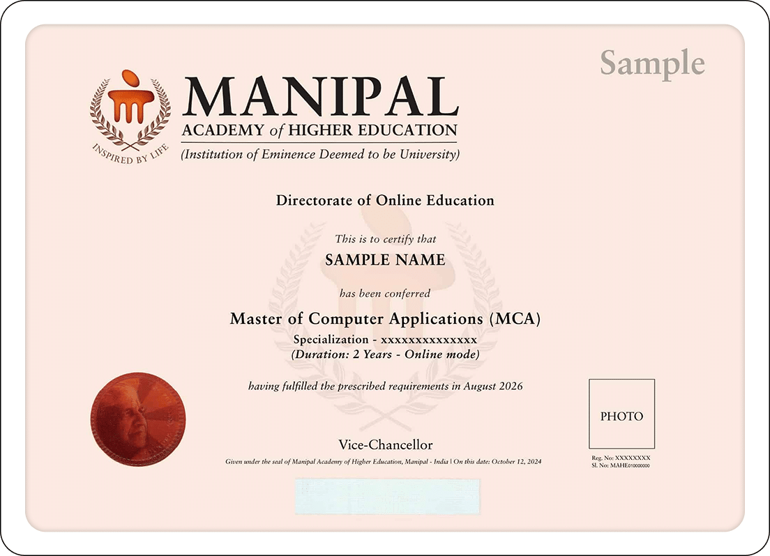 Master of Computer Applications Degree Certificate
