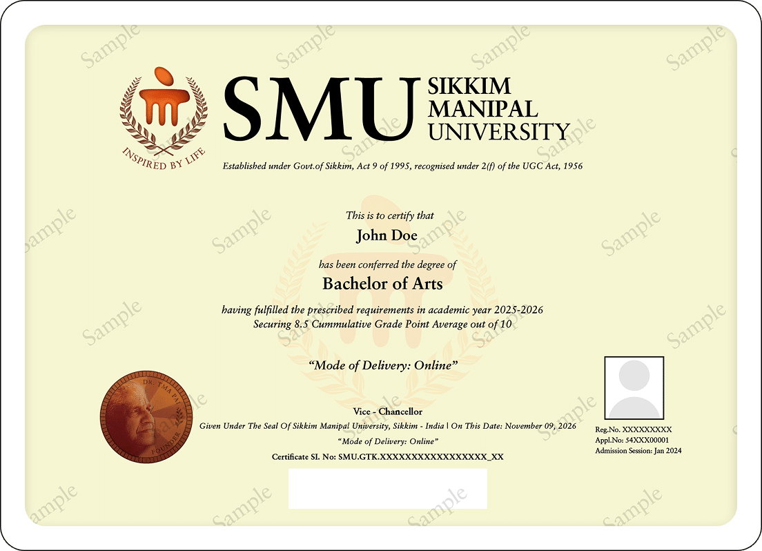 Bachelor of Arts Degree Certificate