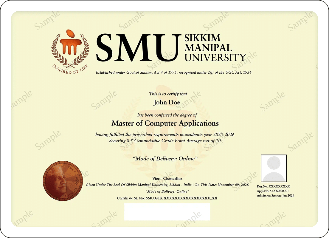 Master of Computer Applications Degree Certificate