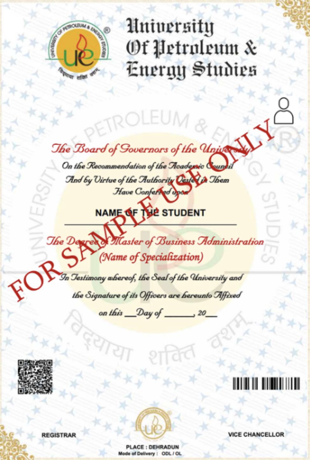 UPES Certificate - Academic Achievement
